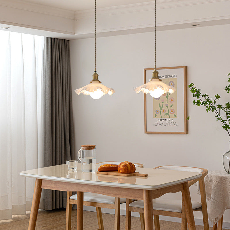 Contemporary Scandinavian Pod All Copper Glass 1-Light Pendant Light For Living Room
