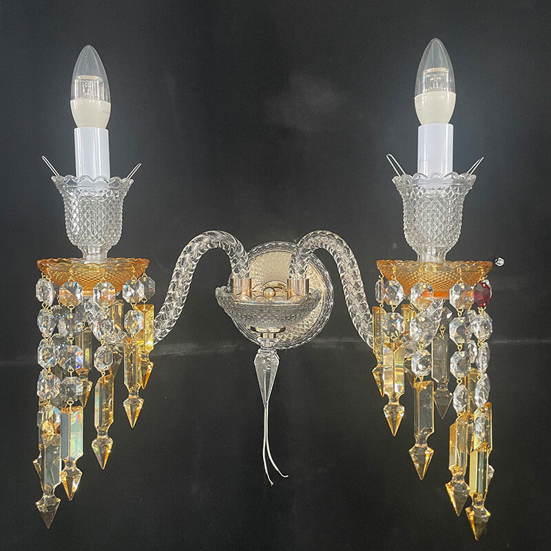 European Light Luxury Crystal Beaded Candle 2-Light Wall Sconce Lamp