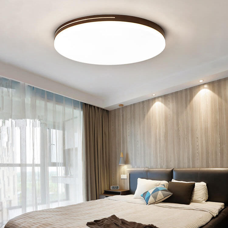 Modern Simplicity Circle Acrylic Wood LED Flush Mount Ceiling Light For Living Room