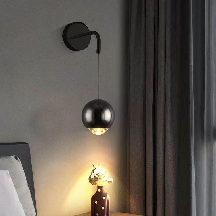 Modern Minimalist Round Ball Aluminum Glass LED Wall Sconce Lamp For Bedroom