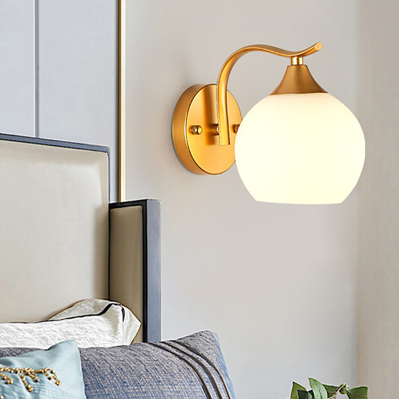 Modern Simplicity Iron Glass Ball 1/2 Light Wall Sconce Lamp For Bedside