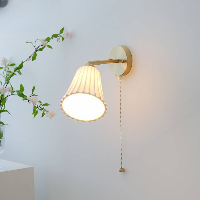 Modern Minimal Brass Ceramic 1-Light Wall Sconce Lamp