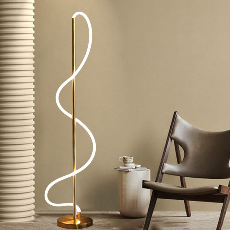 Modern Minimalist Line Iron Silicone LED Standing Floor Lamp For Living Room