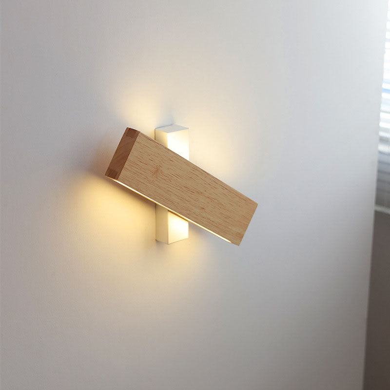 Japanese Minimalist Log Rectangular Flat Rotatable LED Wall Sconce Lamp