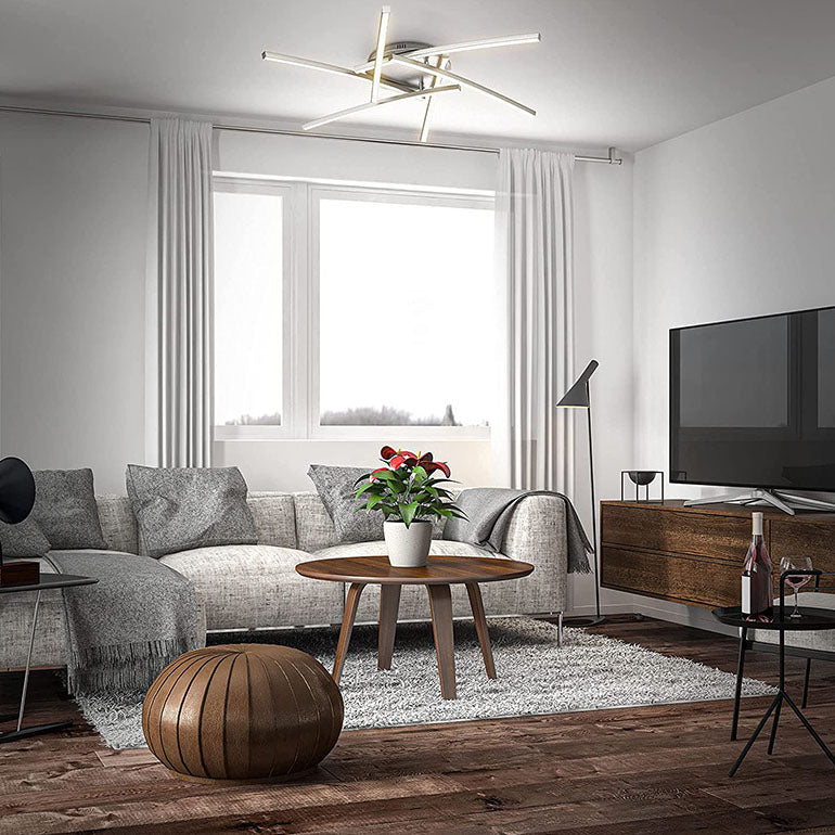 Modern Minimalist Line Geometry LED Semi-Flush Mount Ceiling Light