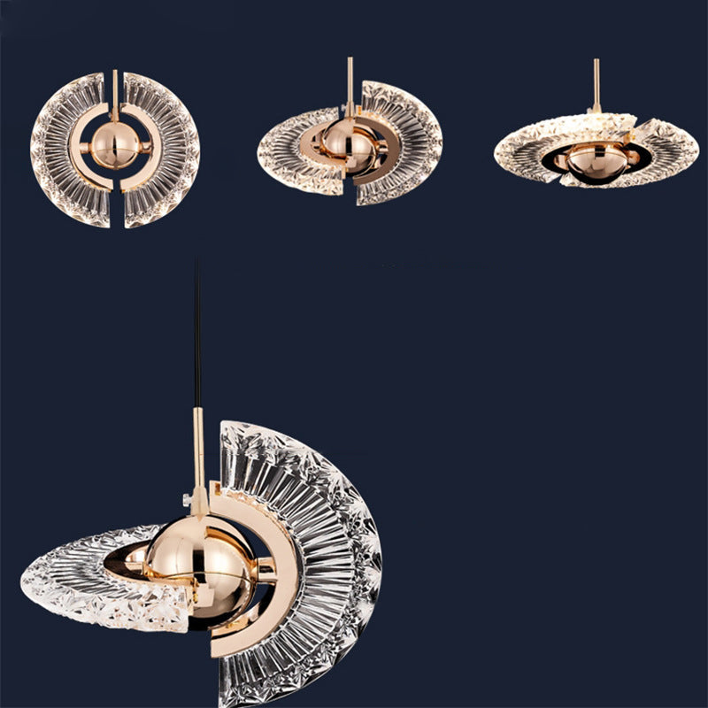 مصباح LED معلّق بتصميم صليب دوار فاخر عصري من الأكريليك لغرفة المعيشة