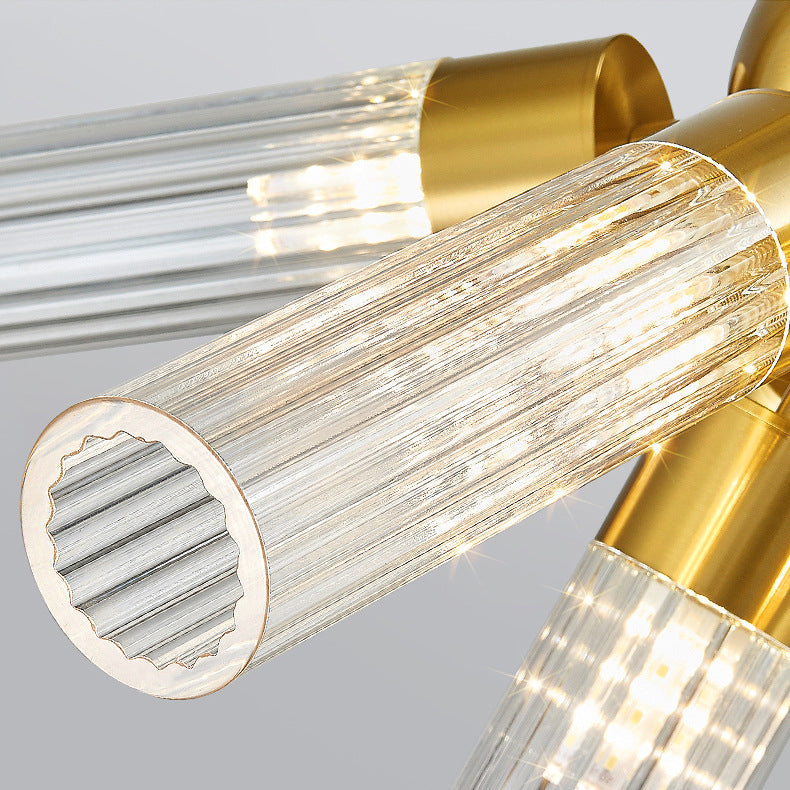 Contemporary Creative Iron Acrylic Cylinder 11-Light Chandelier For Dining Room