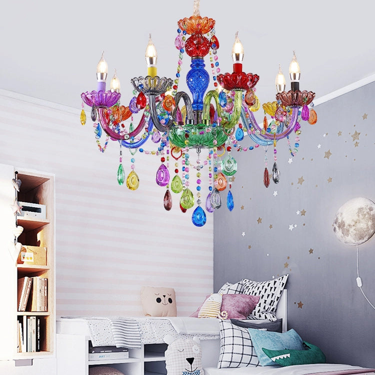Modern Luxury Crown Iron Glass Crystal 6/8 Light Chandelier For Dining Room