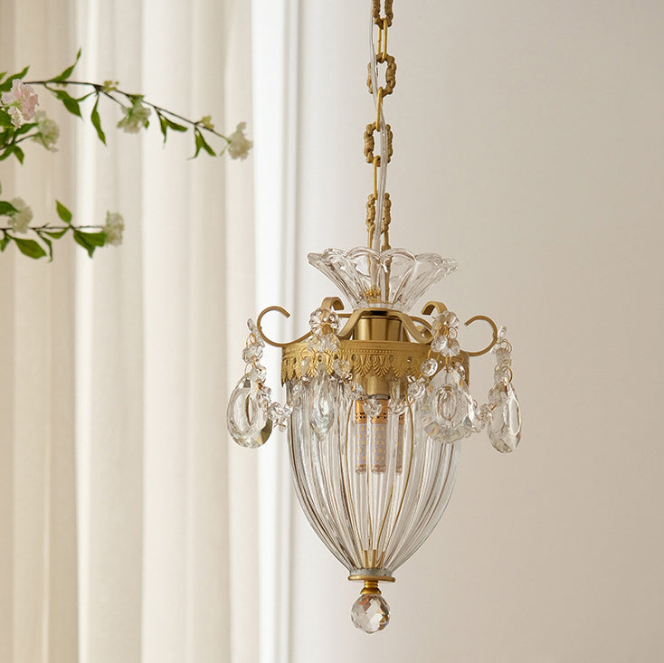 فانوس فرنسي تقليدي مصنوع من النحاس المنحوت ومصباح معلق لغرفة المعيشة