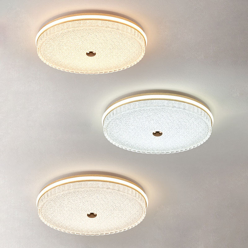 モダンで豪華なラウンドメタルアルミクリスタルサンドLEDフラッシュマウントシーリングライト寝室用