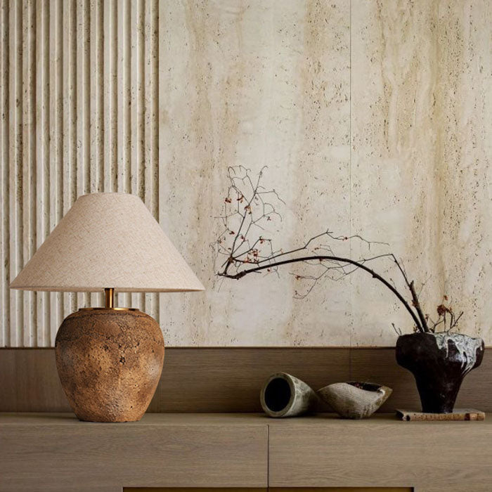 Modern Shabby Chic Cone Fabric Ceramic Jar 1-Light Table Lamp For Bedroom