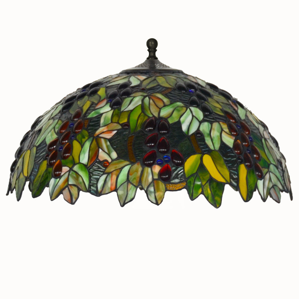 Traditional Tiffany Stained Glass Grape Decor Dome 3-Light Standing Floor Lamp For Study