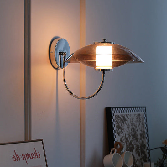 現代的なスカンジナビアのラウンドオーバルハードウェアガラス1ライト壁取り付け用燭台ランプリビングルーム用