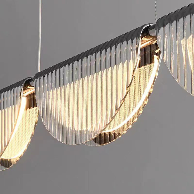 ثريا جزيرة LED بتصميم شبه دائري من الأكريليك الزجاجي بتصميم بسيط ومعاصر لغرفة المعيشة