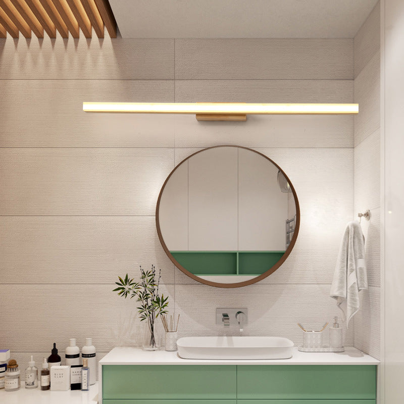Nordic Minimalist Wooden Long Strip Vanity Light LED Wall Sconce Lamp