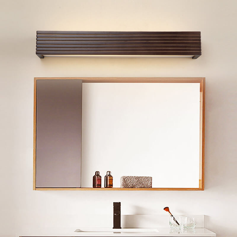 Modern Chinese Walnut Square Bar Vanity LED Wall Sconce Lamp