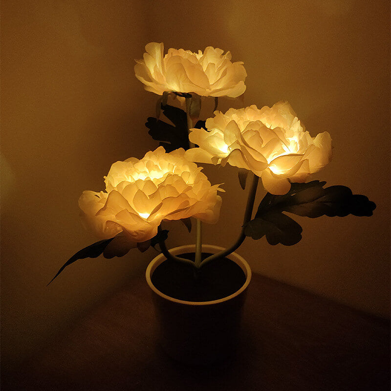 Outdoor Solar Simulation Peony Flower Bonsai Decoration LED Table Lamp