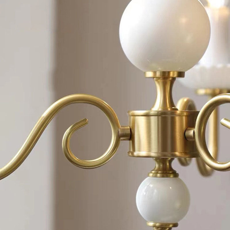 European Light Luxury 3/5-Light All Brass Glass Chandelier