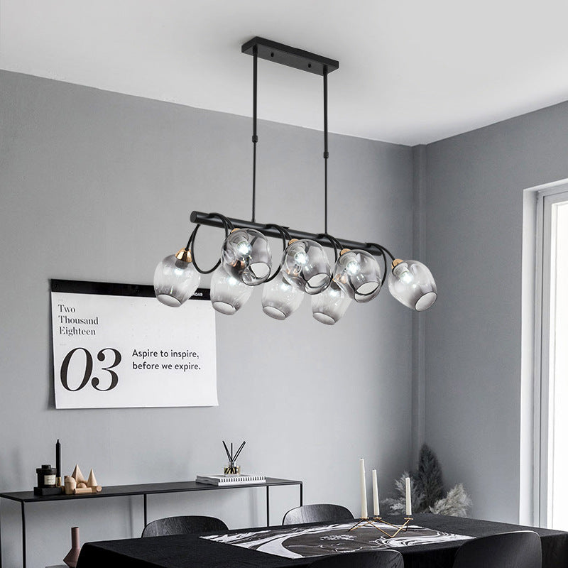 Nordic Light Luxury Gradient Glass Linear 6/8/10 Light Island Light Chandelier