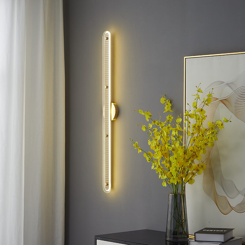Modern Luxury Long Strip Copper Glass LED Wall Sconce Lamp