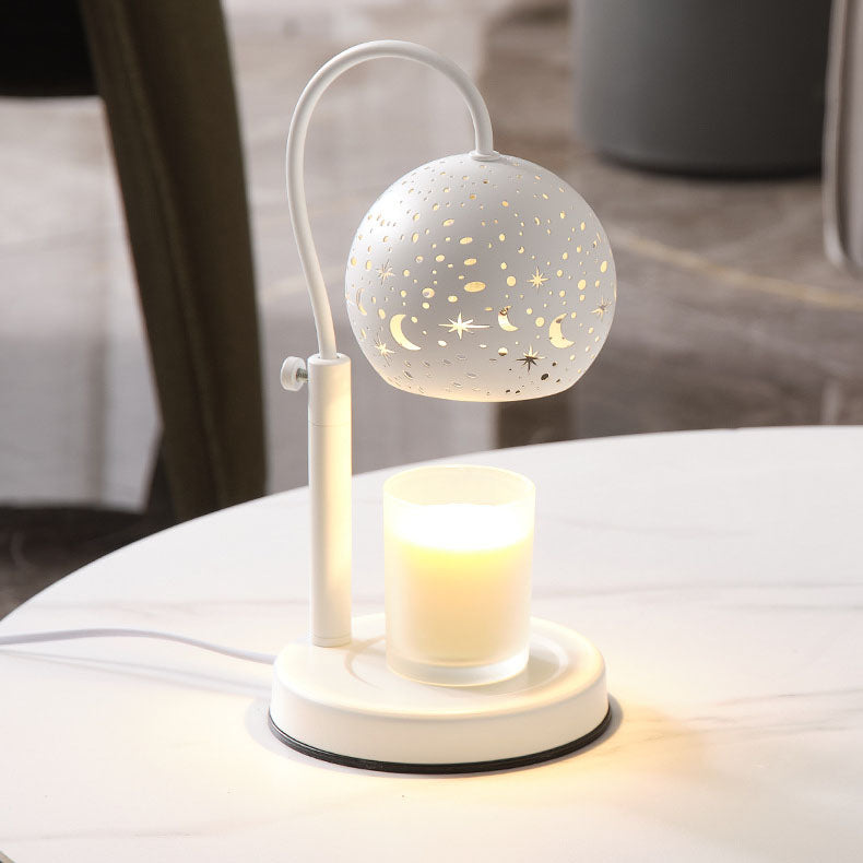 Contemporary Scandinavian Star Orb Disc Base Iron Plastic 1-Light Aromatherapy Melting Wax Table Lamp For Bedroom