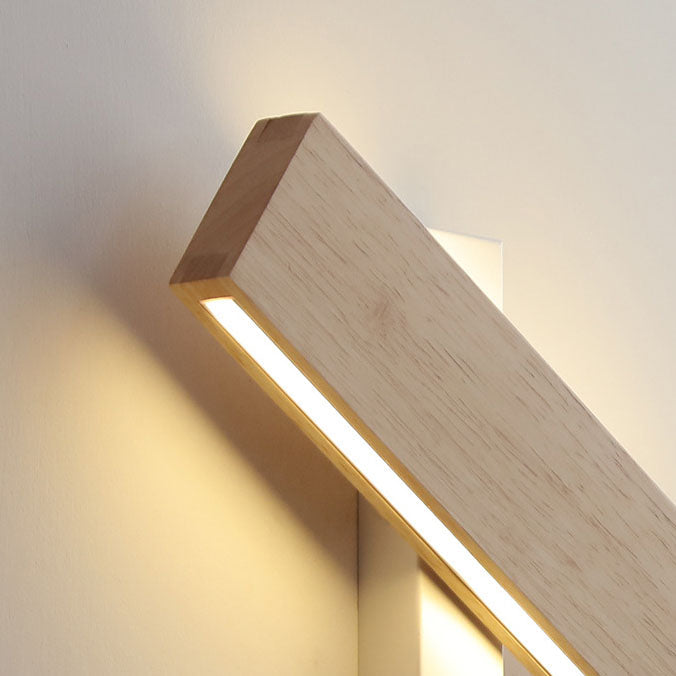 Japanese Minimalist Log Rectangular Flat Rotatable LED Wall Sconce Lamp
