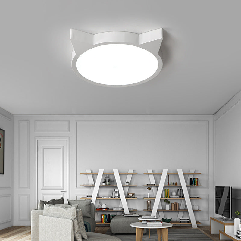 Nordic Macaron Cat Design LED Kids Flush Mount Ceiling Light