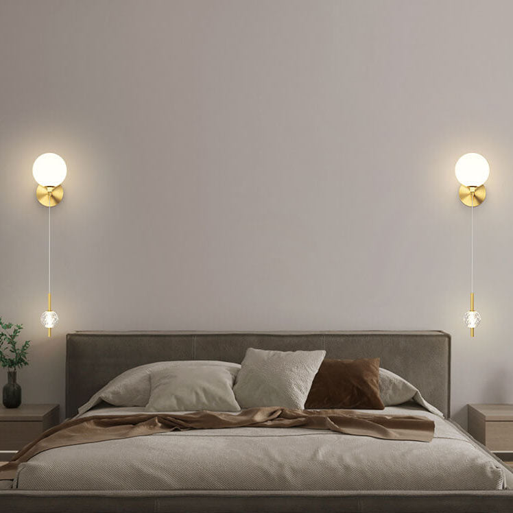 Modern Minimalist Copper Crystal 1-Light Wall Sconce Lamp