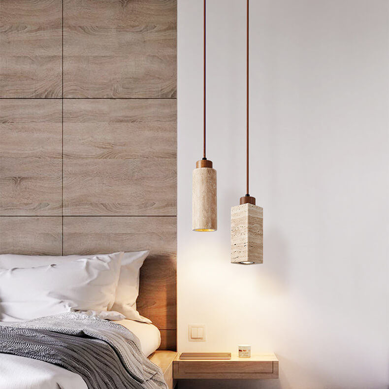 Japanese Wabi-sabi Solid Wood Stone 1/2/3-Light Island Light Chandelier