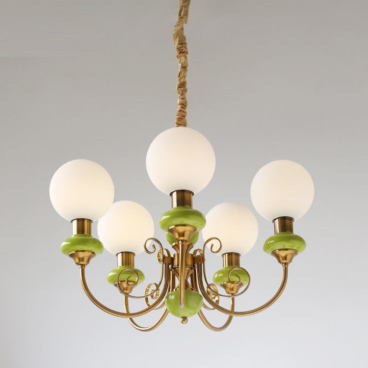 ثريا زجاجية دائرية تقليدية عتيقة بثلاثة أضواء ونصف لغرفة المعيشة