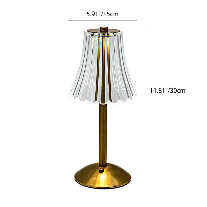 Traditional Vintage Flower Metal Acrylic LED Table Lamp For Bedroom