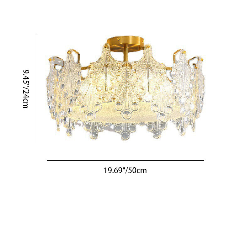 Modern Light Luxury Creative Crystal Cylinder 6-Light Semi-Flush Mount Ceiling Light