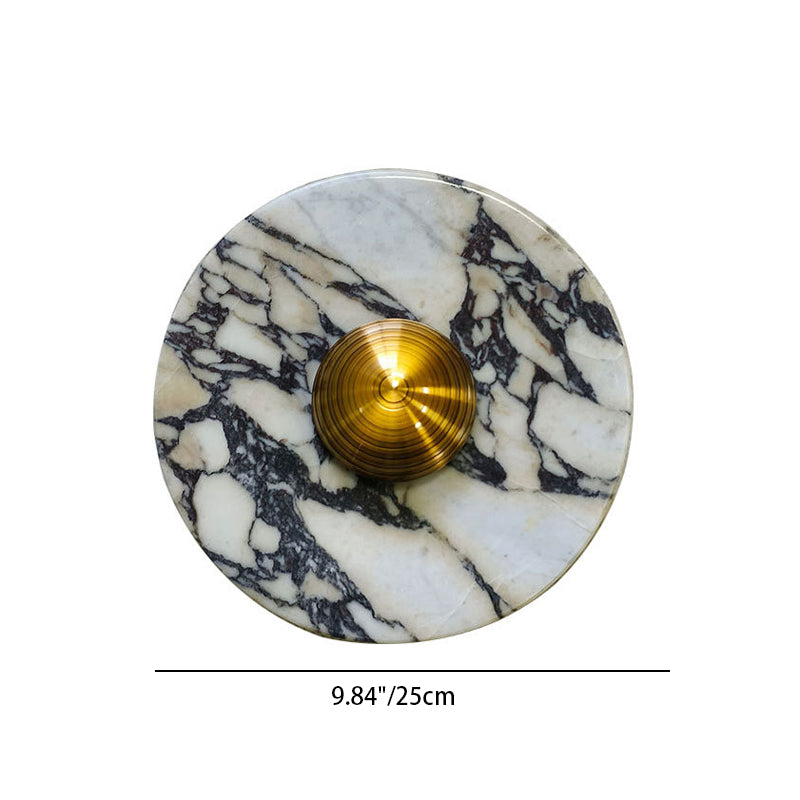 Contemporary Scandinavian Round Metal Marble LED Wall Sconce Lamp For Living Room