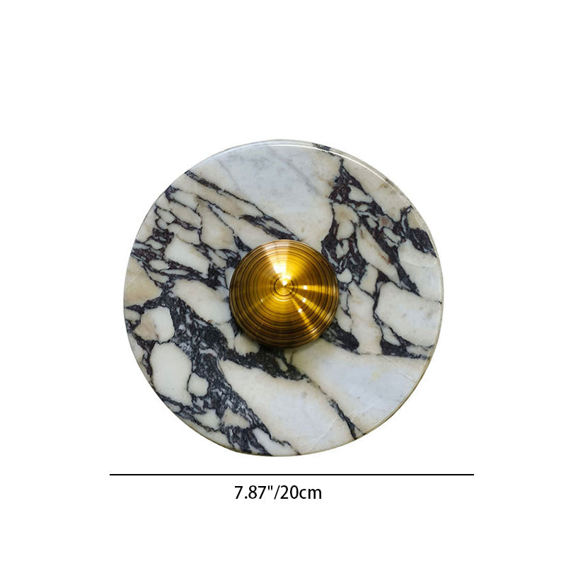 Contemporary Scandinavian Round Metal Marble LED Wall Sconce Lamp For Living Room