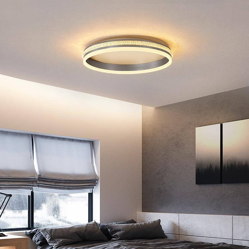 Italian Minimalist Ring Brushed Acrylic LED Flush Mount Ceiling Light