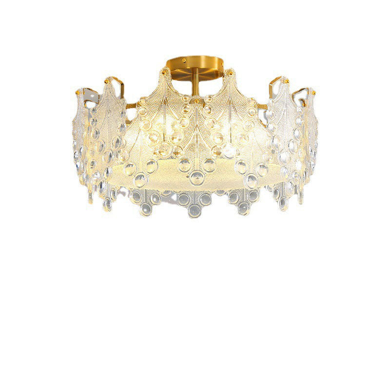 Modern Light Luxury Creative Crystal Cylinder 6-Light Semi-Flush Mount Ceiling Light