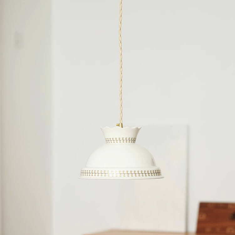 Modern Simplicity Ceramic Bowl Shape 1-Light Pendant Light For Living Room