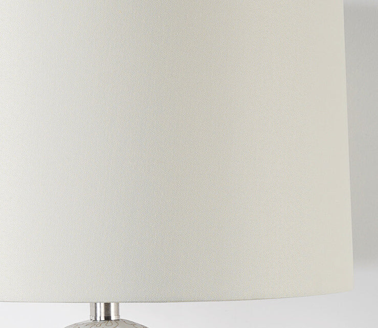 Vintage Palace Ceramics Base Fabric Drum Shade 1-Light Table Lamp