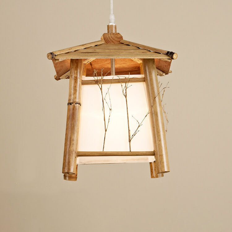 Japanese Rustic Vintage Bamboo Weaving 1-Light Pendant Light