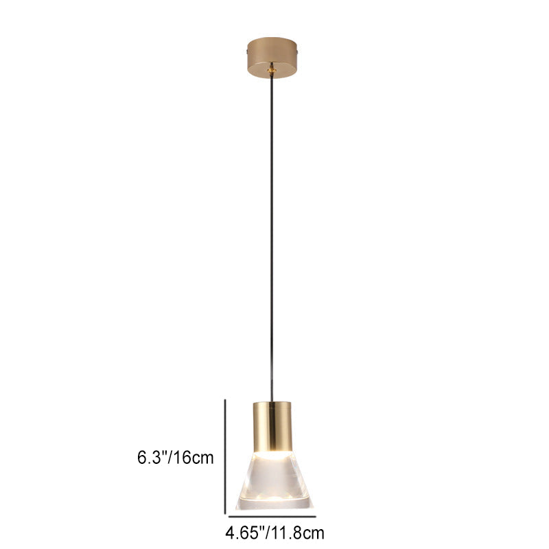 مصباح LED شبه مخروطي معاصر من النحاس والأكريليك لغرفة النوم