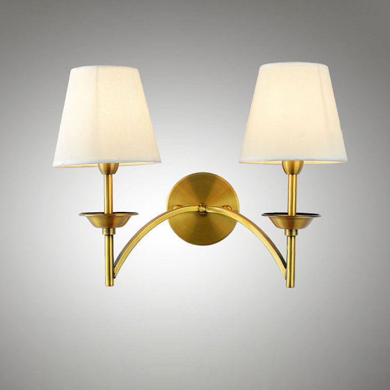 Modern Mid-Century Iron Fabric Cylinder 1/2 Light Wall Sconce Lamp For Bedside