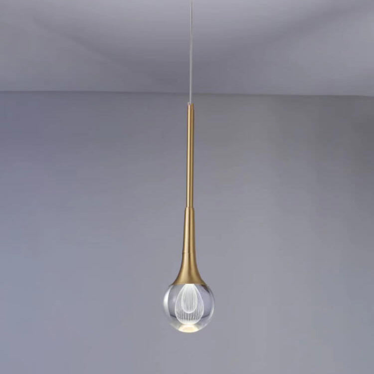مصباح LED عصري فاخر على شكل دمعة من الزجاج والنحاس
