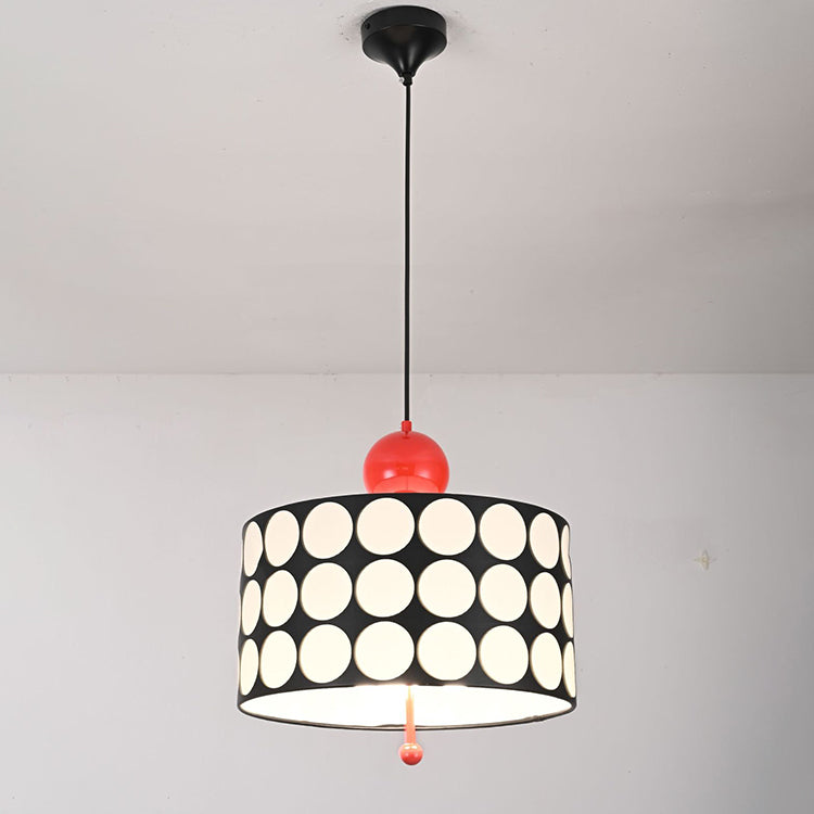 Contemporary Retro Drum Checkerboard Leather Lampshade 3-Light Pendant Light For Dining Room