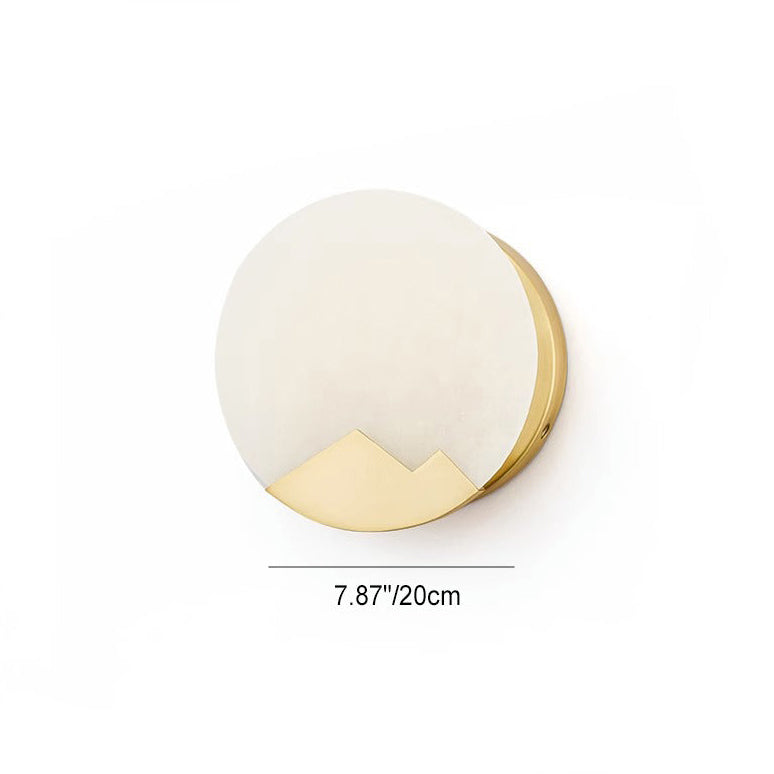 Modern Luxury Marble Round Shade Gold Finish Frame 1-Light Wall Sconce Lamp For Bedroom