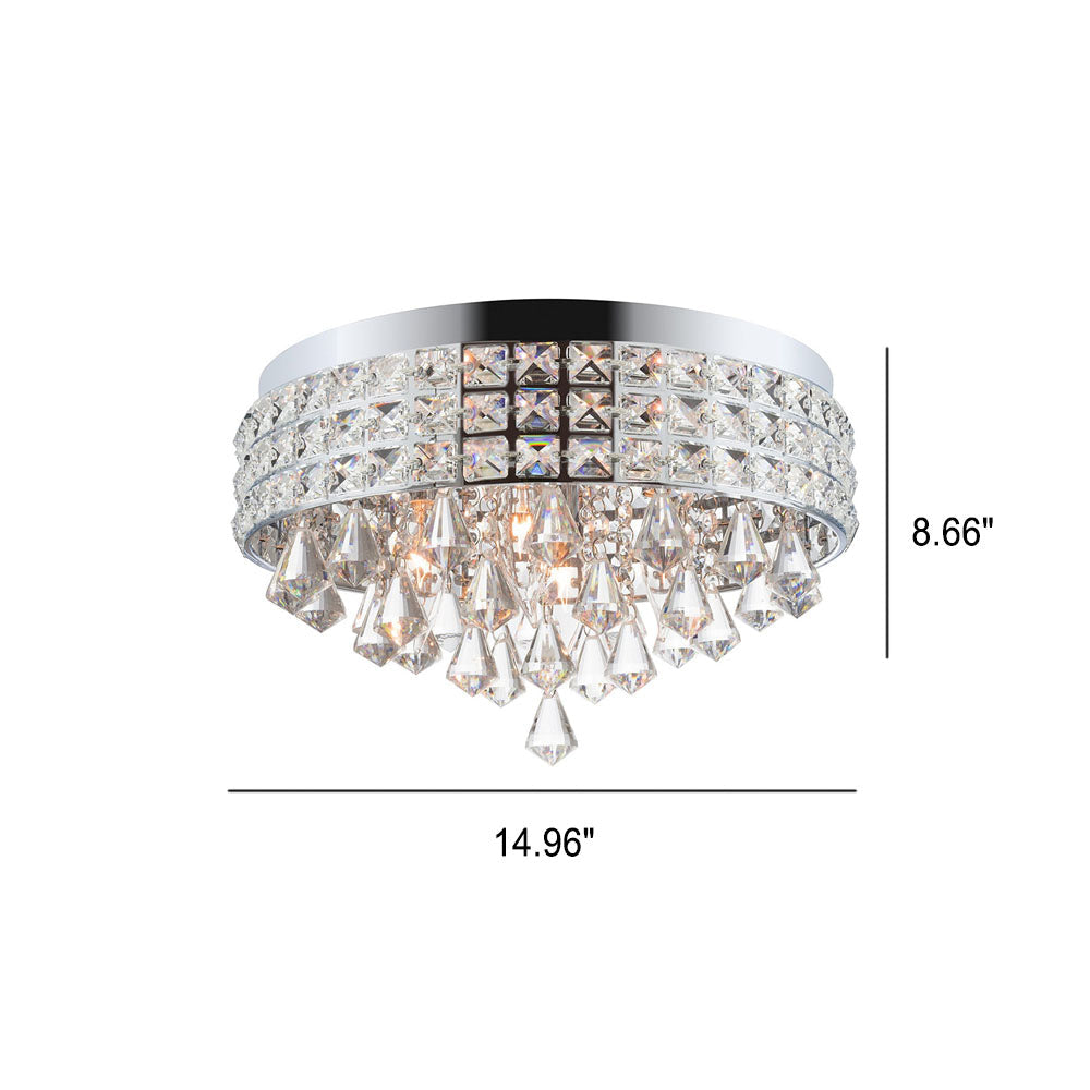 Modern Light Luxury Round Crystal Iron Crystal 4-Light Flush Mount Light