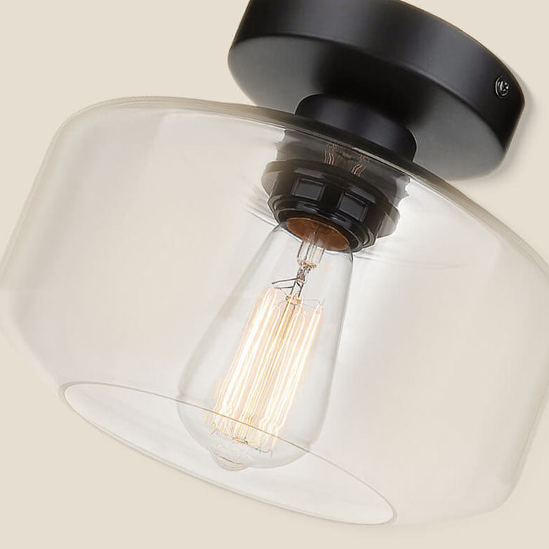 Modern Simplicity Glass 1-Light Semi-Flush Mount Ceiling Light For Bedroom