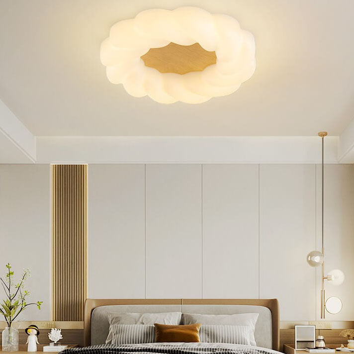 Nordic Creative Petals PE Wood Grain LED Flush Mount Ceiling Light