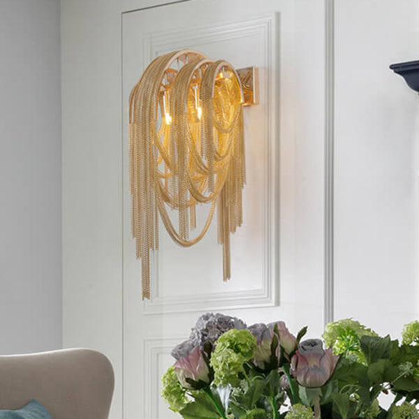 Postmodern Luxury Aluminum Chain Tassel 2-Light Wall Sconce
