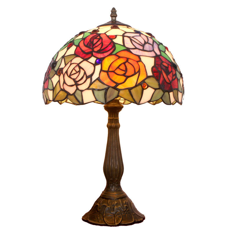 Tiffany Creative Alloy Four-Color Rose 1-Light Table Lamp
