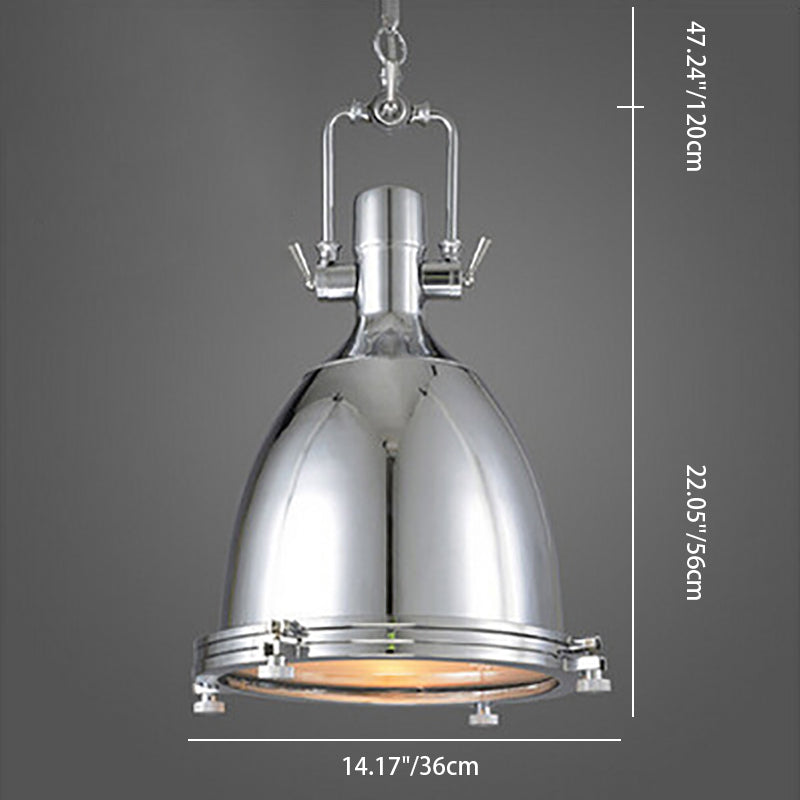 Contemporary Industrial Polish Iron Semicircular Shade 1-Light Pendant Light For Dining Room